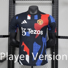 Player Version 2024-2025 Manchester United Black&Blue Thailand Training Jersey AAA-888