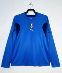 Retro Version 2006 Italy Home Blue LS Thailand Soccer Jersey AAA-811