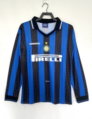 Retro Version 97-98 Inter Milan Home Blue&Black LS Thailand Soccer Jersey AAA-811