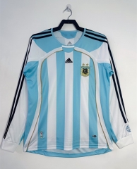 Retro Version 06-07 Argentina Home Blue&White LS Thailand Soccer Jersey AAA-811