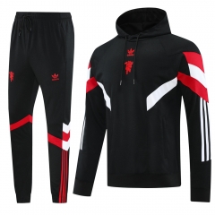 2024-2025 Manchester United Black Thailand Soccer Tracksuit With Hat-LH