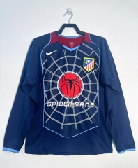 Retro Version 04-05 Atletico Madrid Away Royal Blue LS Thailand Soccer Jersey AAA-811