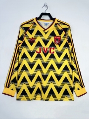 Retro Version 91-93 Arsenal Away Yellow LS Thailand Soccer Jersey AAA-811