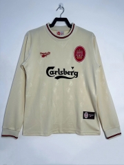 Retro Version 96-97 Liverpool Away Beige LS Thailand Soccer Jersey AAA-811