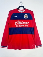 Retro Version 19-20 Deportivo Guadalajara Away Red&Blue LS Thailand Soccer Jersey AAA-811