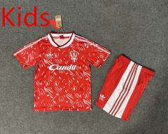 Retro Version 89-91 Liverpool Home Red Kids/Youth Soccer Uniform-6748