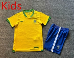 Retro Version 06 Brazil Home Yellow Kid/Youth Soccer Uniform-7809