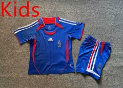 Retro Version 06 France Home Blue Kids/Youth Soccer Uniform-7809