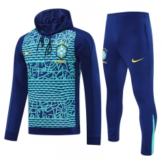 2024-2025 Brazil Blue Thailand Soccer Tracksuit With Hat-418