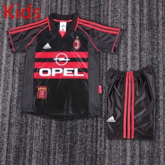 Retro Version 98-99 AC Milan 2nd Away Black Kids/Youth Soccer Uniform-6748