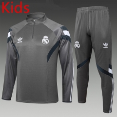 2024-2025 Retro Version Real Madrid Gray Kids/Youth Soccer Tracksuit-815