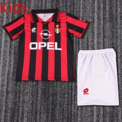 Retro Version 96-97 AC Milan Home Red&Black Kids/Youth Soccer Uniform-6748