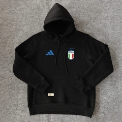 2024-2025 Italy Black Thailand Soccer Tracksuit With Hat-LH