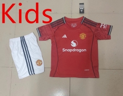 2025-2026 Manchester United Home Red Kids/Youth Soccer Uniform-4714