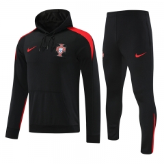 2024-2025 Portugal Black Thailand Soccer Tracksuit With Hat-418