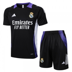 2024-2025 Real Madrid Black Short-sleeved Thailand Soccer Tracksuit-815